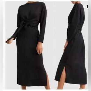 Modern Citizen Audrey Front Tie Black Terry Dress